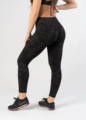 Seamless High Waist Leggings With Pockets | Black Camo