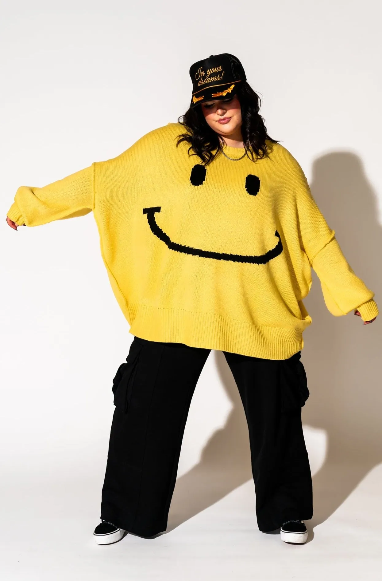 Serotonin Smile Oversized Knit in Sunshine Yellow