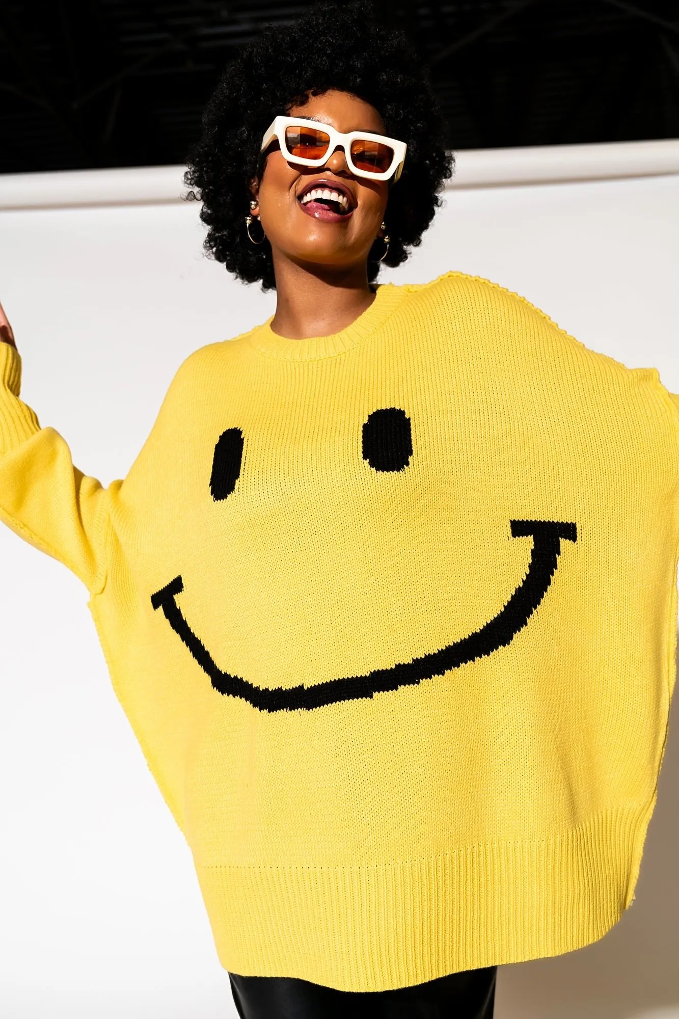 Serotonin Smile Oversized Knit in Sunshine Yellow