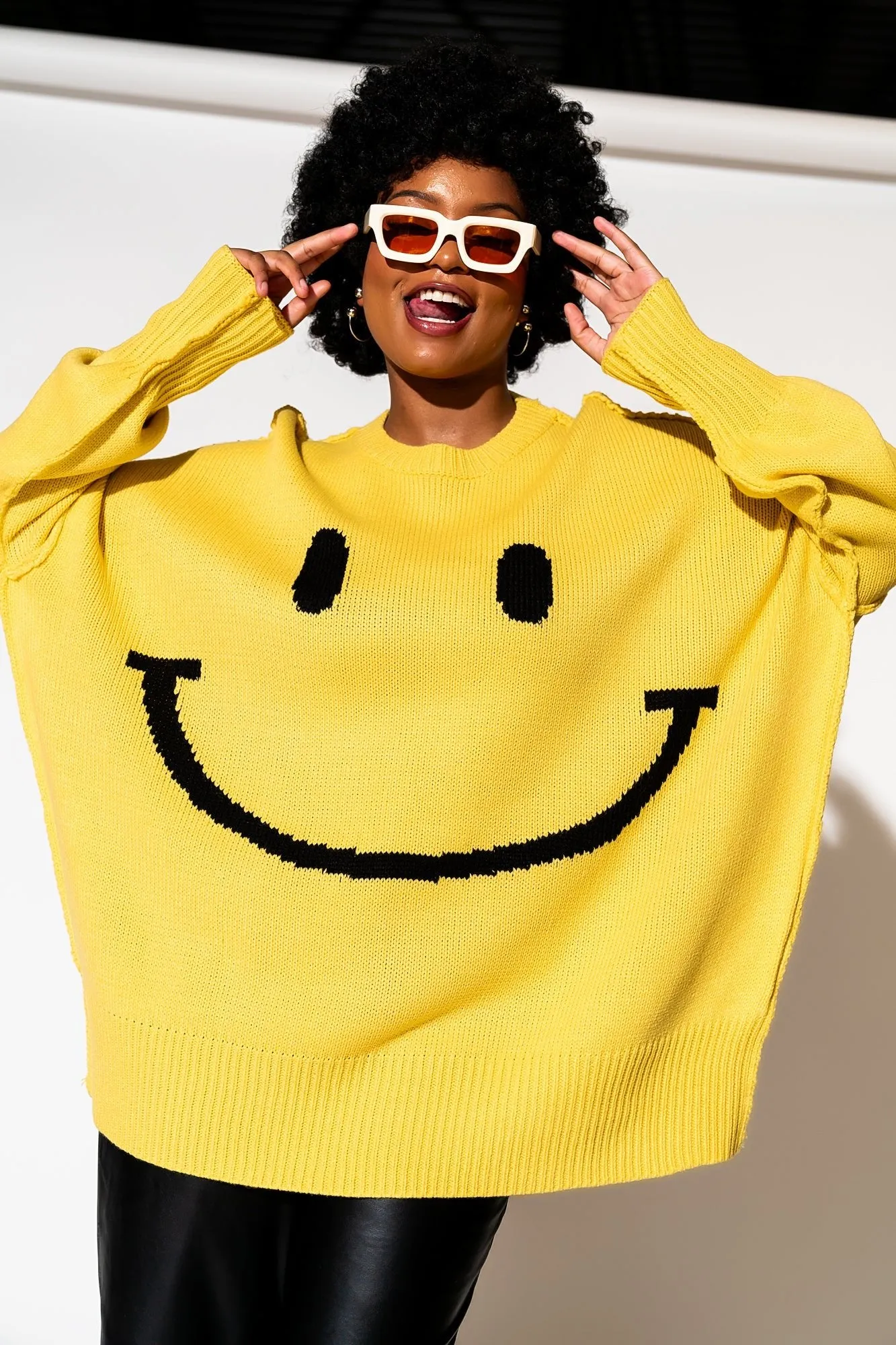 Serotonin Smile Oversized Knit in Sunshine Yellow