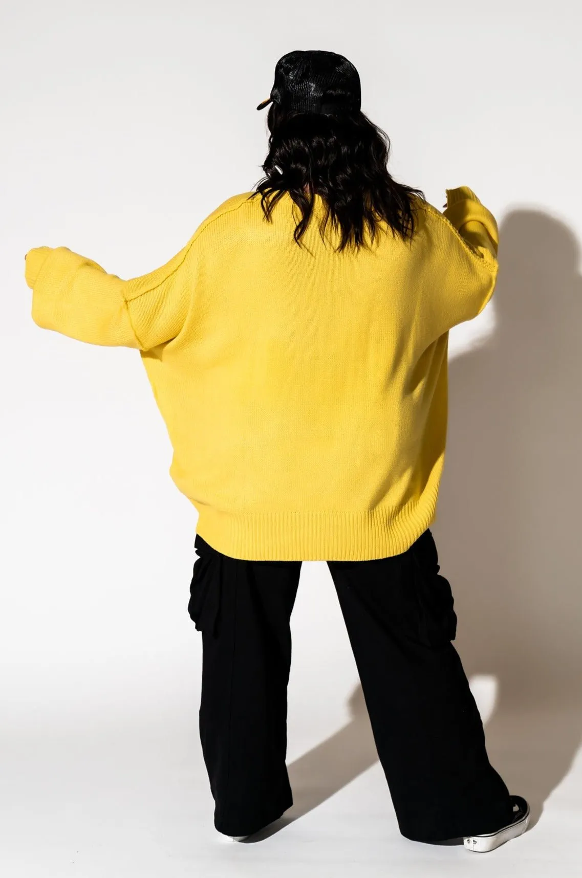 Serotonin Smile Oversized Knit in Sunshine Yellow