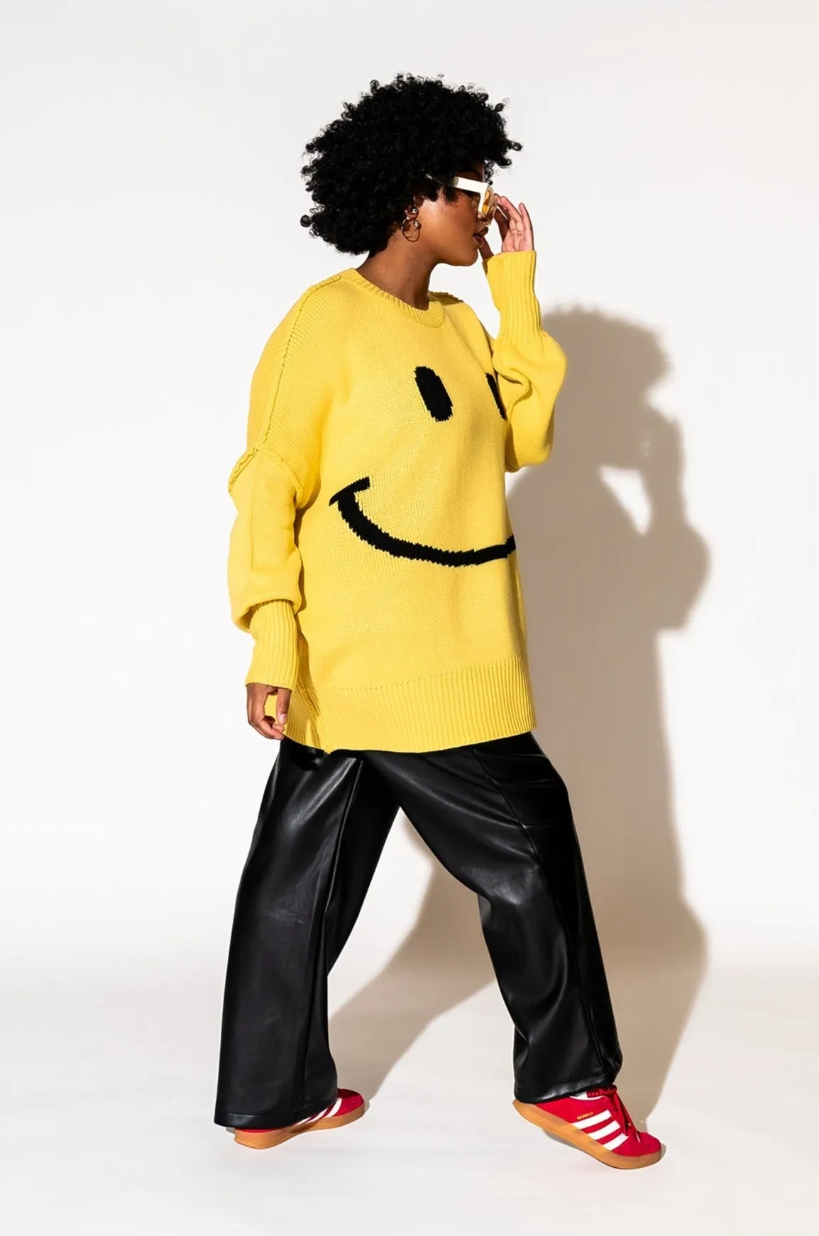 Serotonin Smile Oversized Knit in Sunshine Yellow