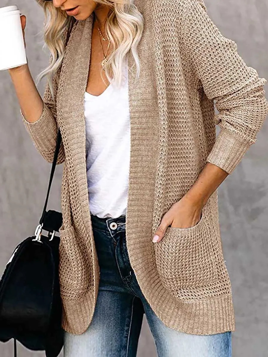 Solid Color Long Sleeve Knitted Cardigan(5 colors)