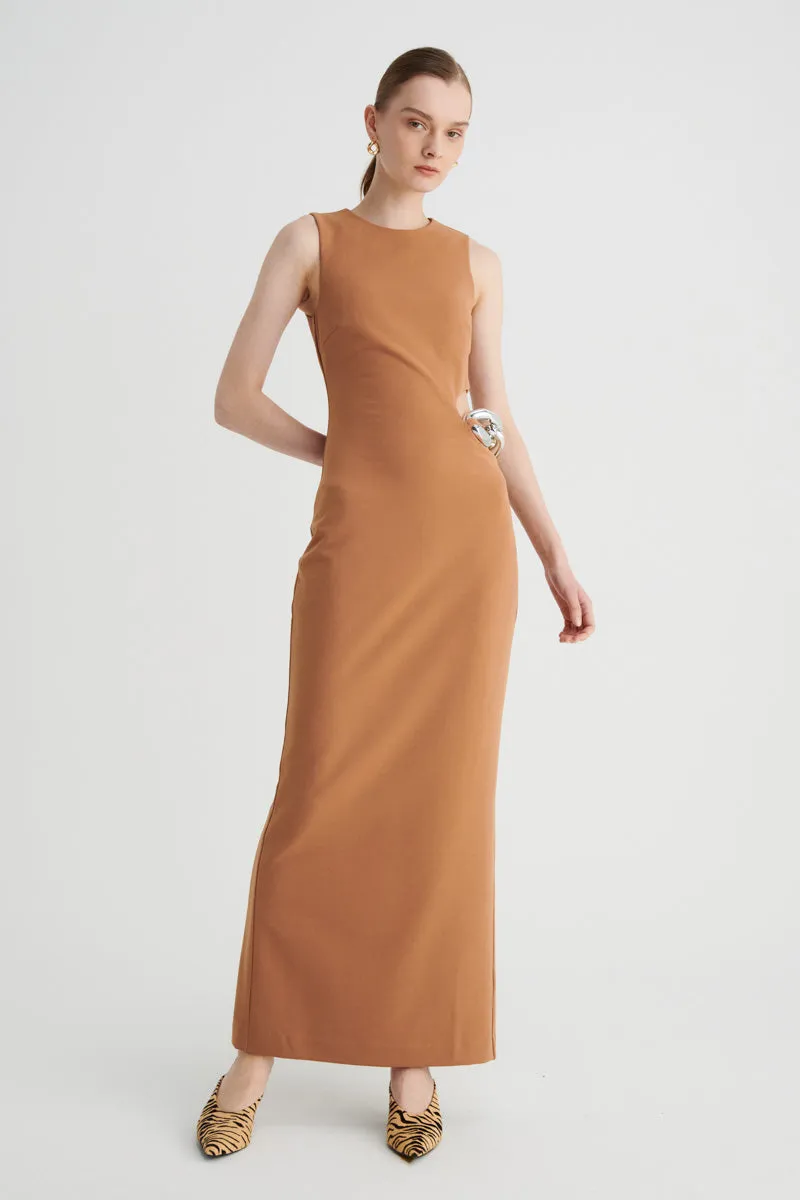 Stella Chain Column Dress - Tan