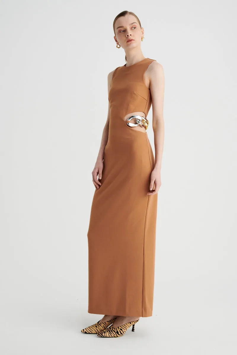 Stella Chain Column Dress - Tan