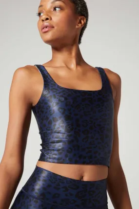 Thalia Cropped Tank Satin Cheetah Navy