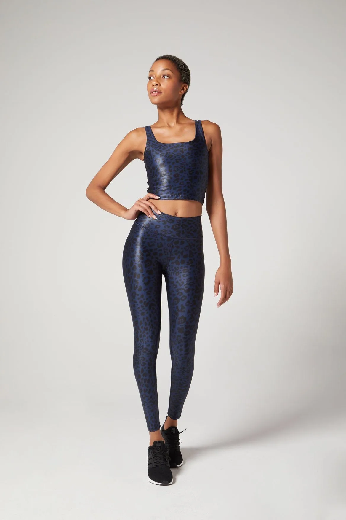 Thalia Cropped Tank Satin Cheetah Navy