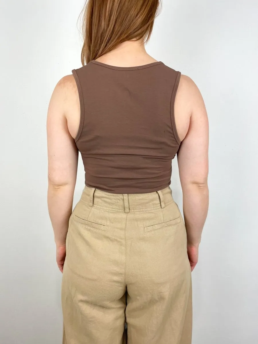 Uri Low Cut Tank in Chocolate