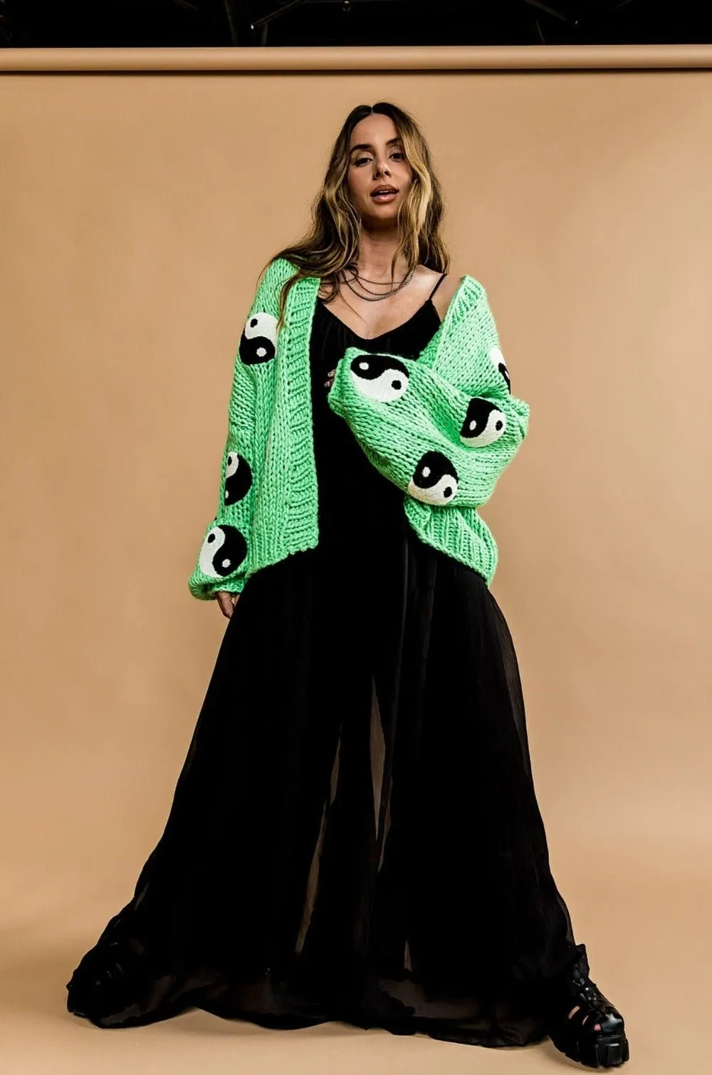 Visionary Hand Knit Yin and Yang Cardigan