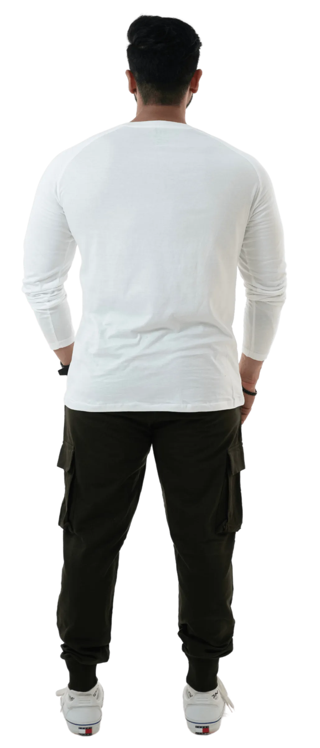 White Full Sleeves Henley Tee