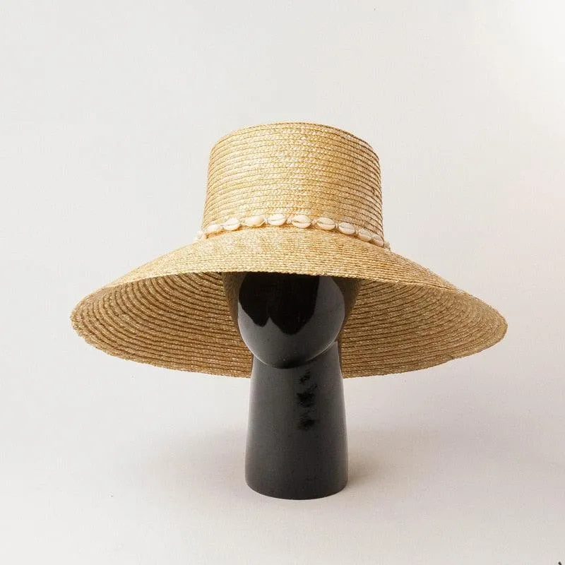 Wide Brim Beach Hats With Neck Tie For Women Large UV Protection Sun Hats Summer Big Brim Wheat Straw Hats