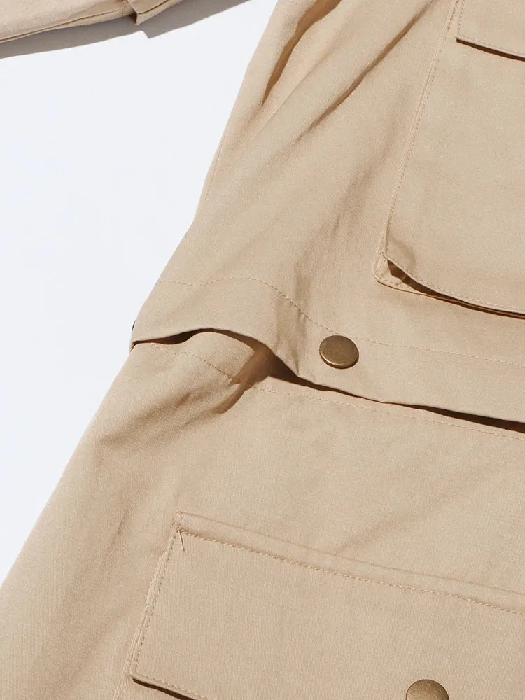 Women's Cargo Detachable Full-Length Trench Coat