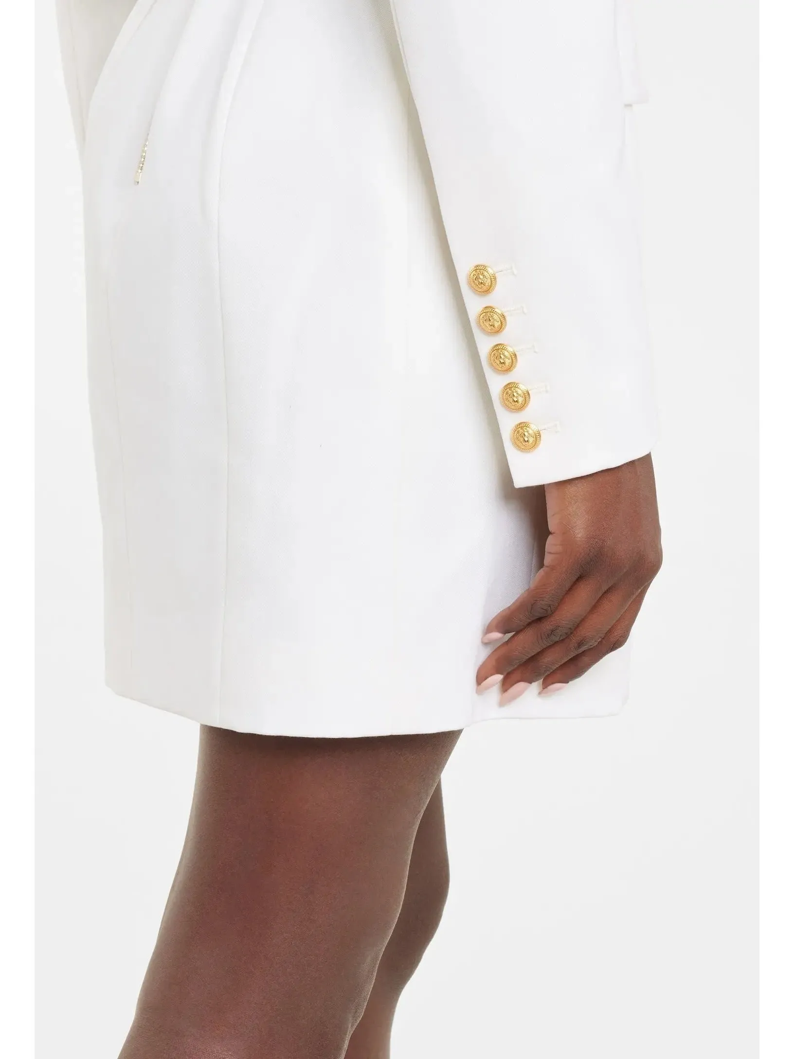 Women’s Double-Breasted Belted Blazer-Dress in White