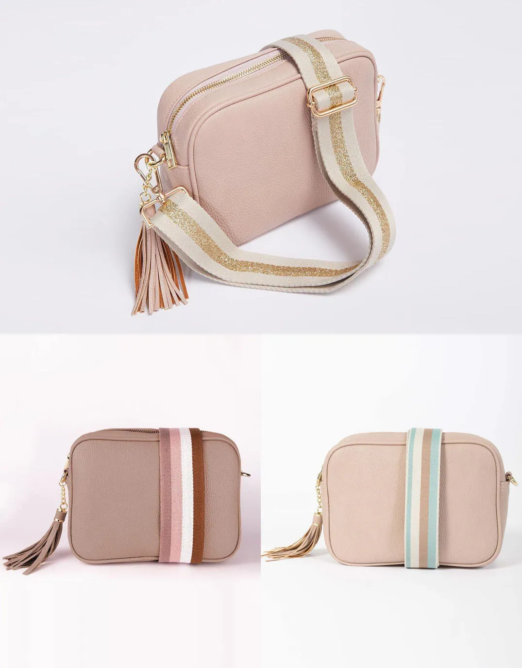 Zoe Crossbody Bag - Pink/Blue Stripe