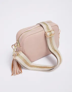 Zoe Crossbody Bag - Pink/Natural/Gold Stripe